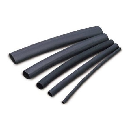 Ecm Industries Heat Shrink Tube, Thin Wall, 2:1 I.D. Shrink Ratio, 3/32 in I.D. Before Shrinking, Black, 4 in, 8 PK HST-093